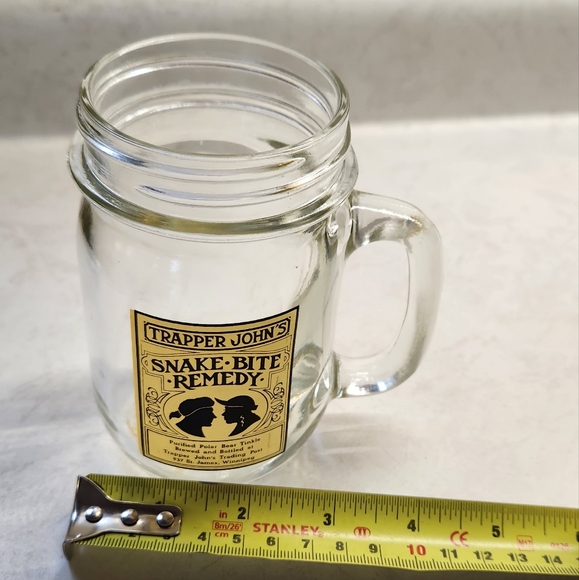 Vintage Trapper Johns Snakebite Remedy Mason Jar Glass Mug - Picture 7 of 8